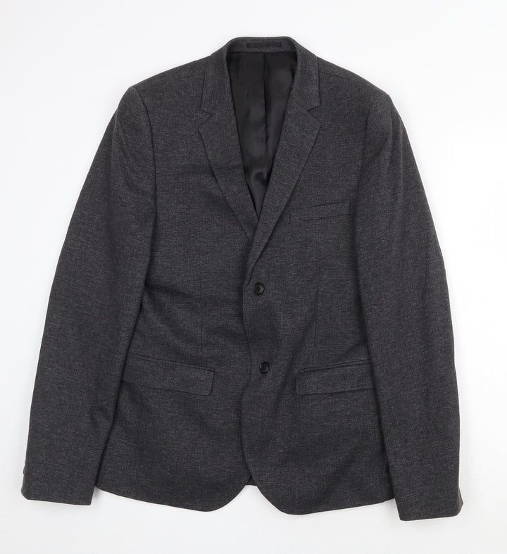 Topman Mens Grey Viscose Jacket Suit Jacket Size 38 Regular