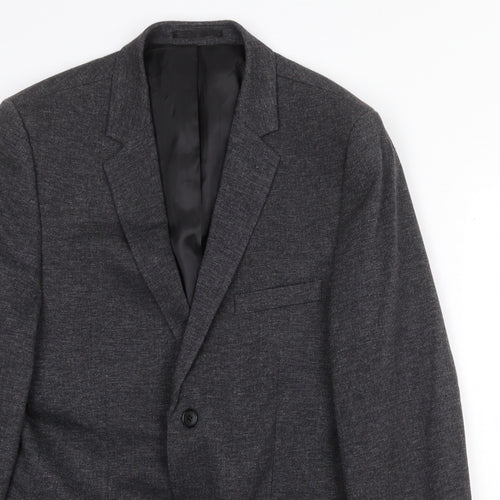 Topman Mens Grey Viscose Jacket Suit Jacket Size 38 Regular