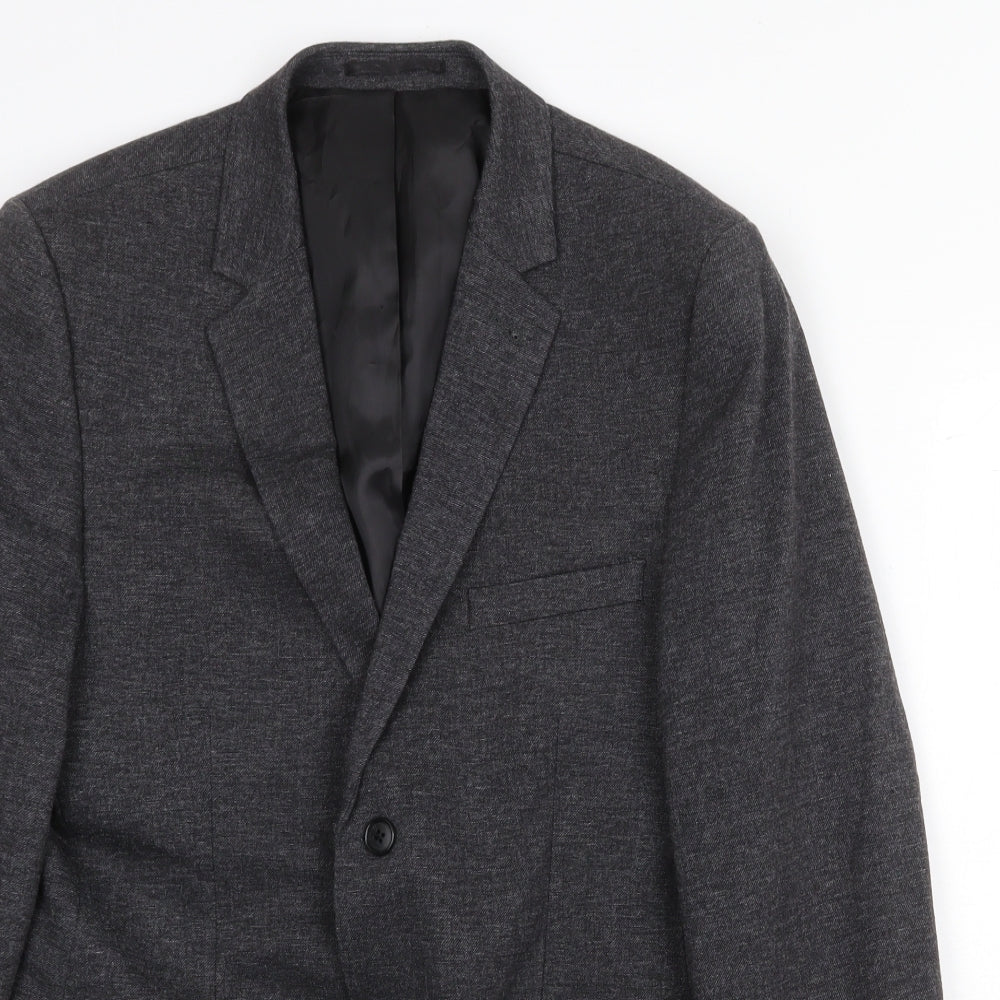 Topman Mens Grey Viscose Jacket Suit Jacket Size 38 Regular