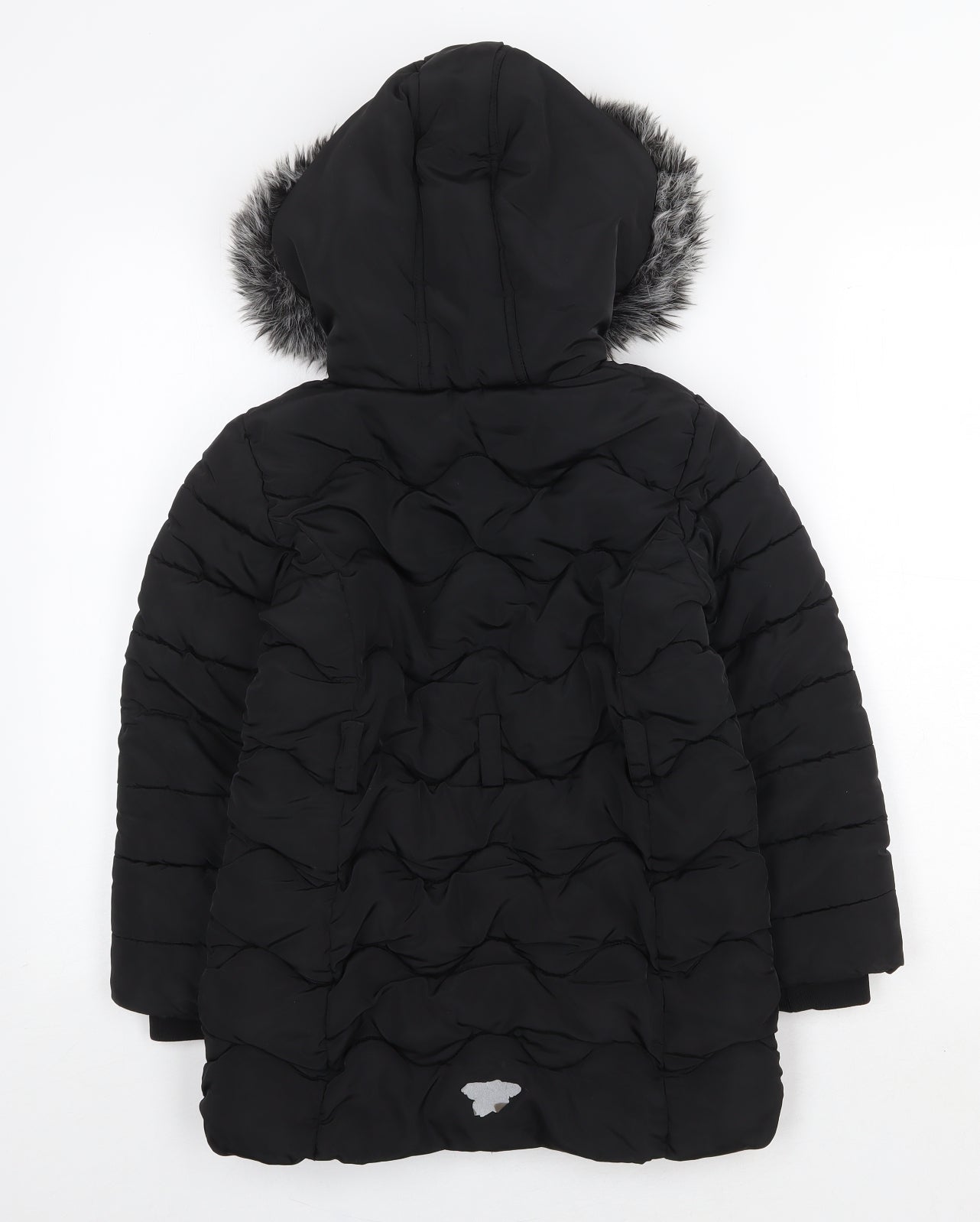 F&F Girls Black Quilted Coat Size 8-9 Years Zip
