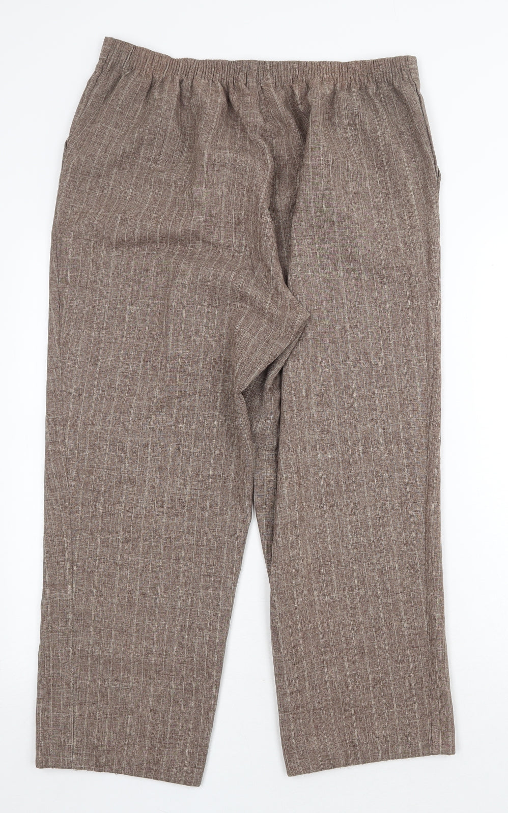 Bonmarché Womens Brown Striped Polyester Trousers Size 14 Regular