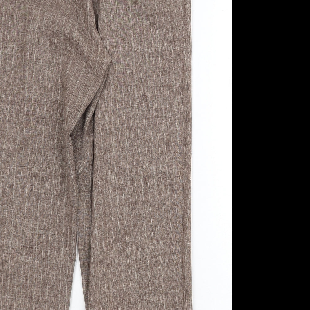 Bonmarché Womens Brown Striped Polyester Trousers Size 14 Regular