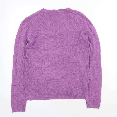 Marks and Spencer Womens Purple V-Neck Acrylic Pullover Jumper Size 8