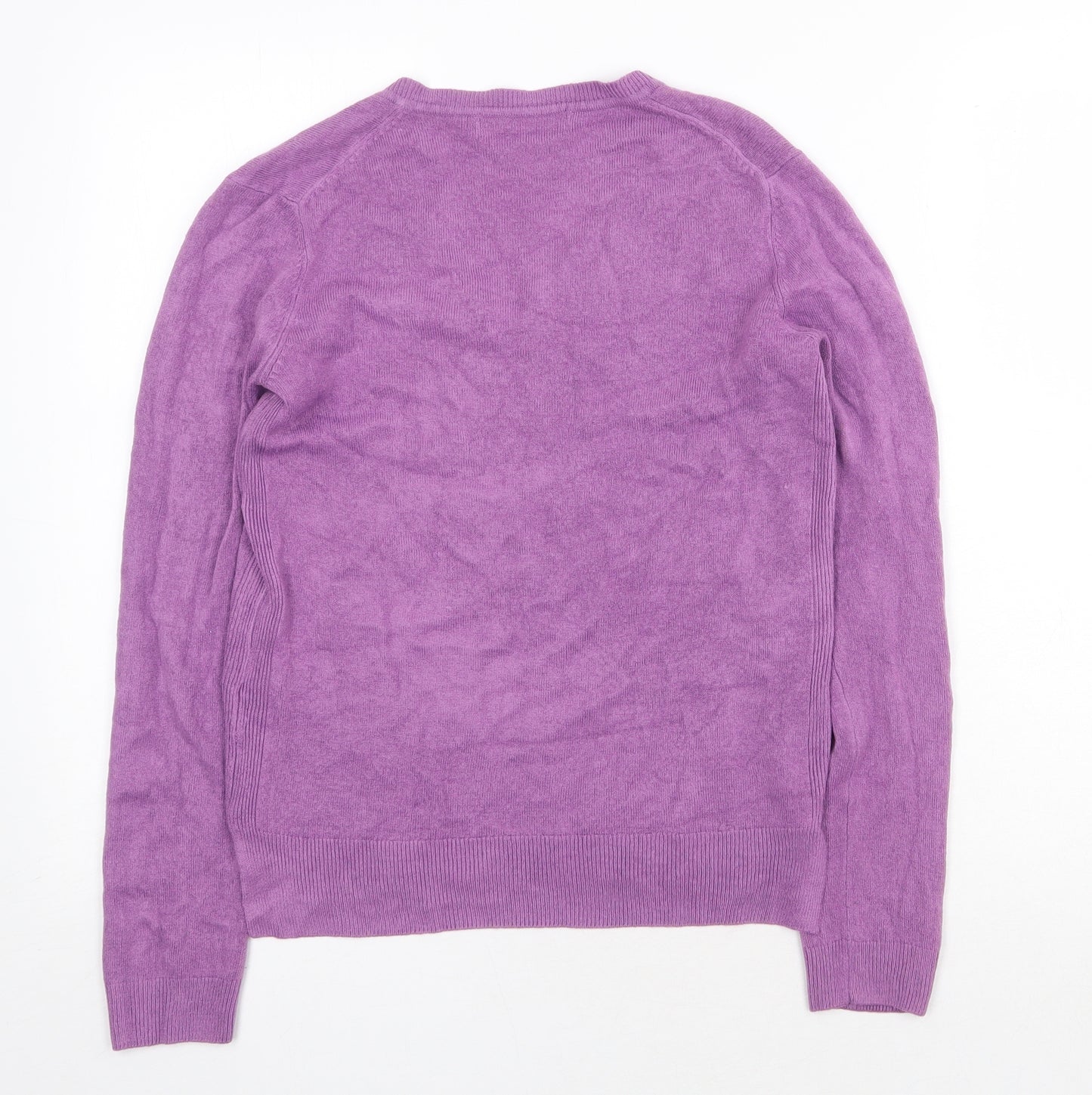Marks and Spencer Womens Purple V-Neck Acrylic Pullover Jumper Size 8