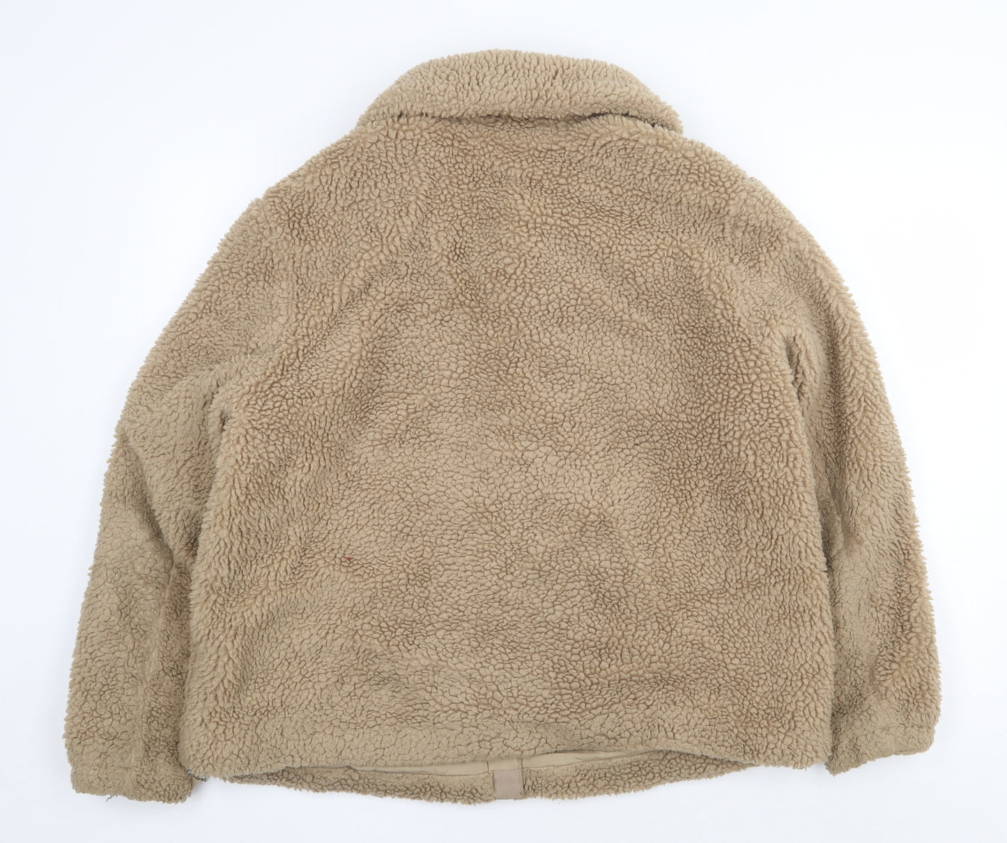 H&M Womens Beige Jacket Size M Zip - Teddy Bear Style