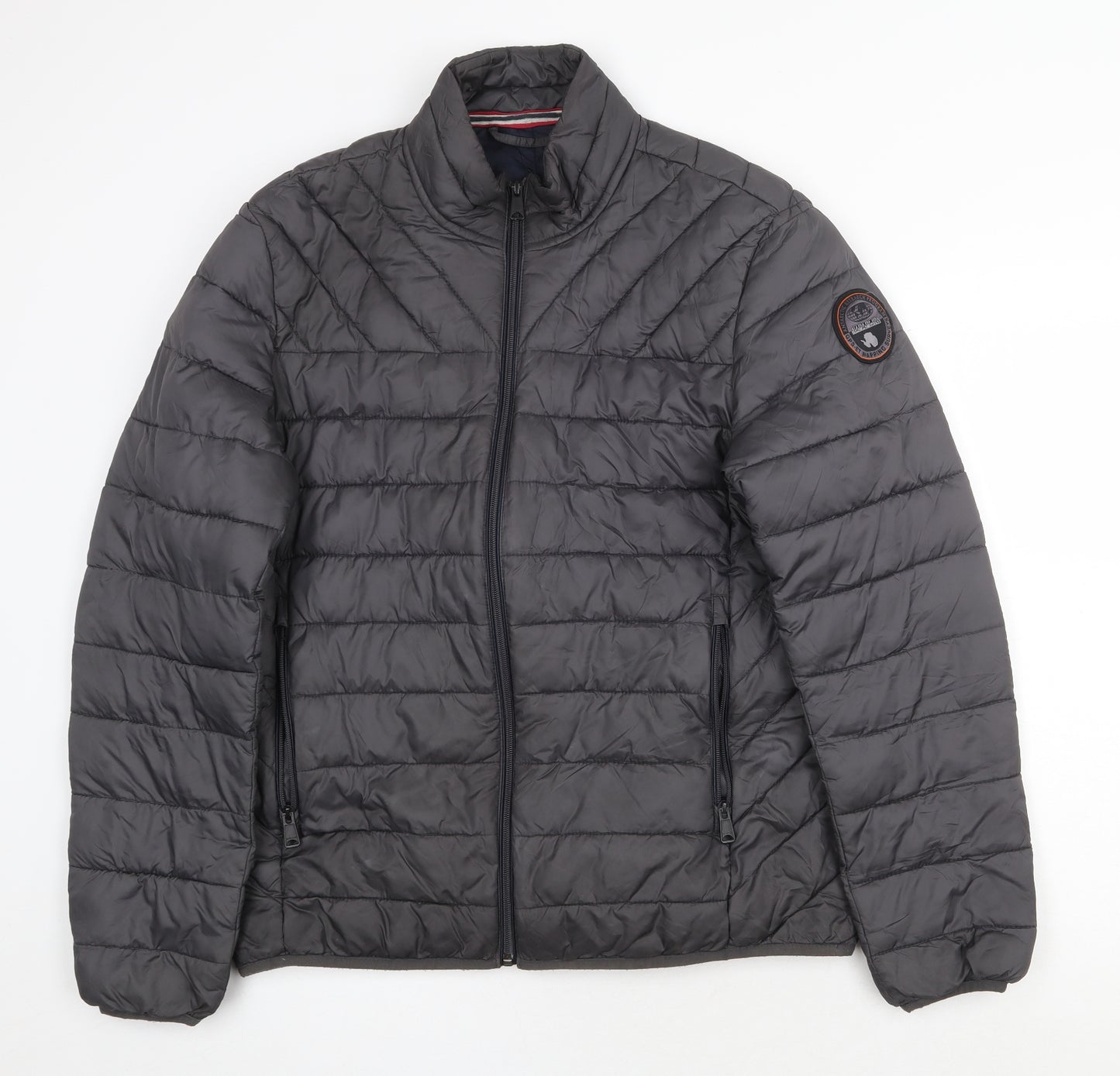 Napapijri Mens Grey Quilted Coat Size L Zip