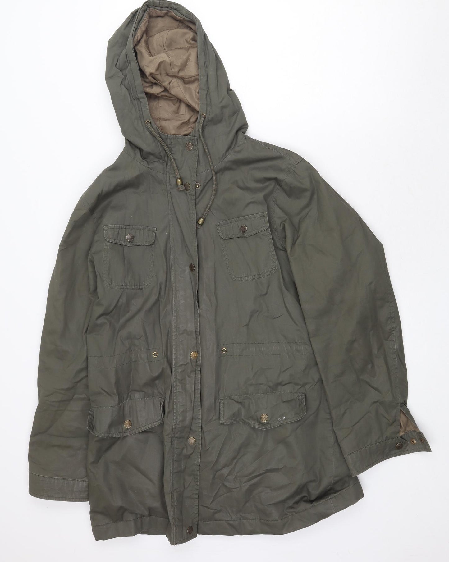 Papaya Womens Green Parka Coat Size 16 Zip