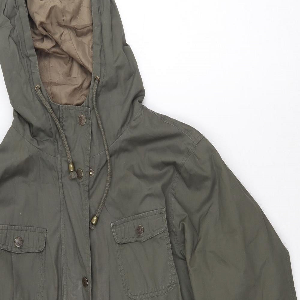 Papaya Womens Green Parka Coat Size 16 Zip