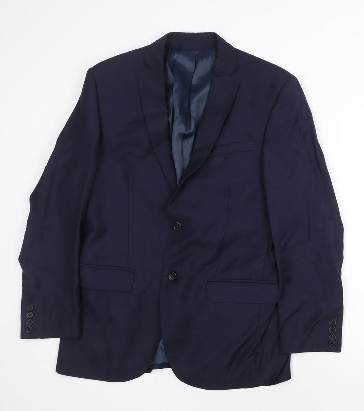 Blackberrys Mens Blue Wool Jacket Suit Jacket Size 40 Regular