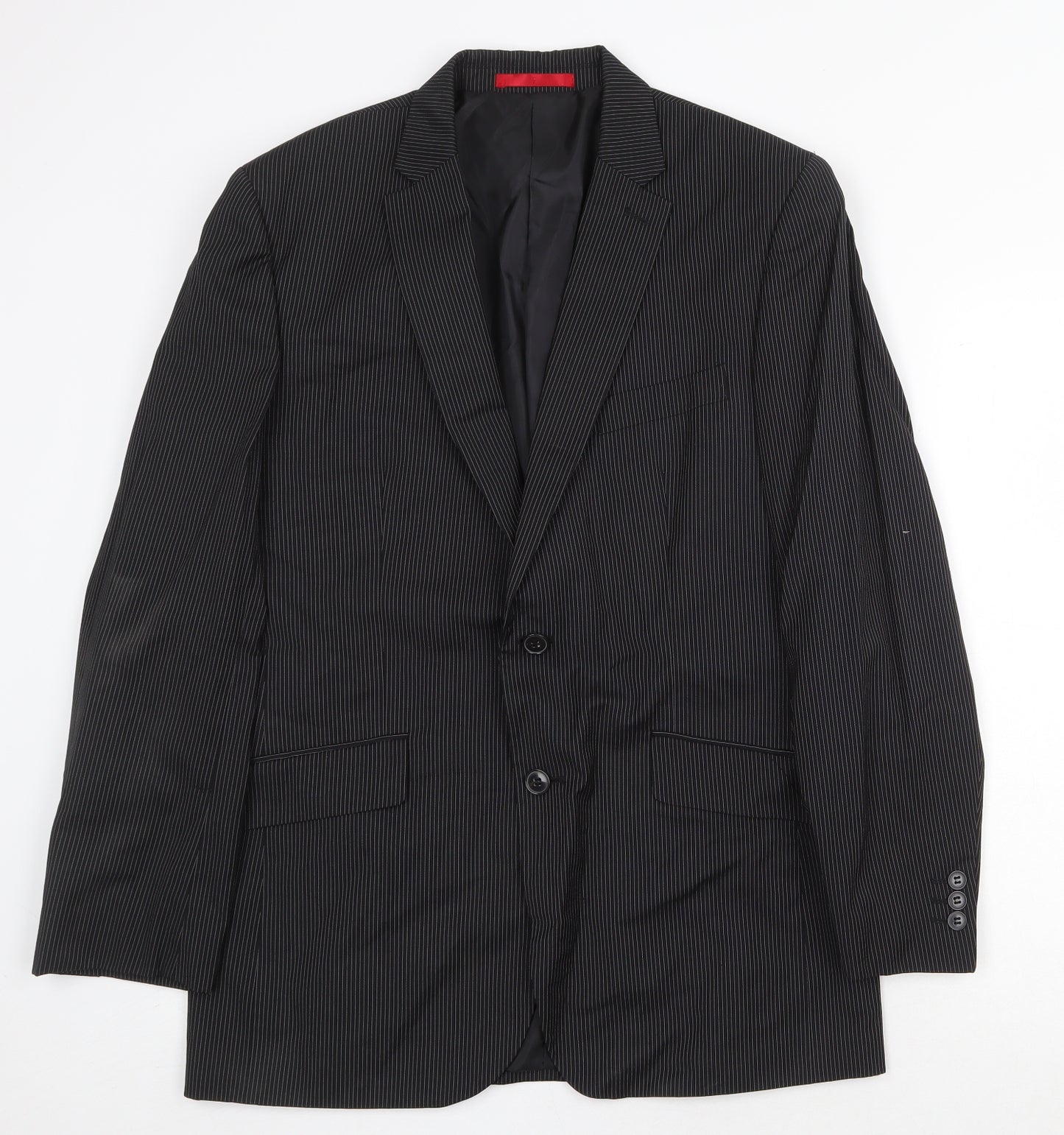 Burton Mens Black Striped Polyester Jacket Blazer Size 40 Regular
