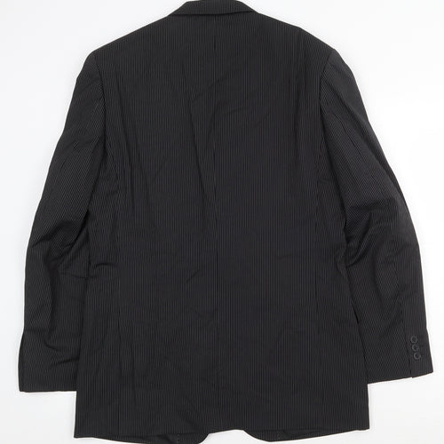 Burton Mens Black Striped Polyester Jacket Blazer Size 40 Regular