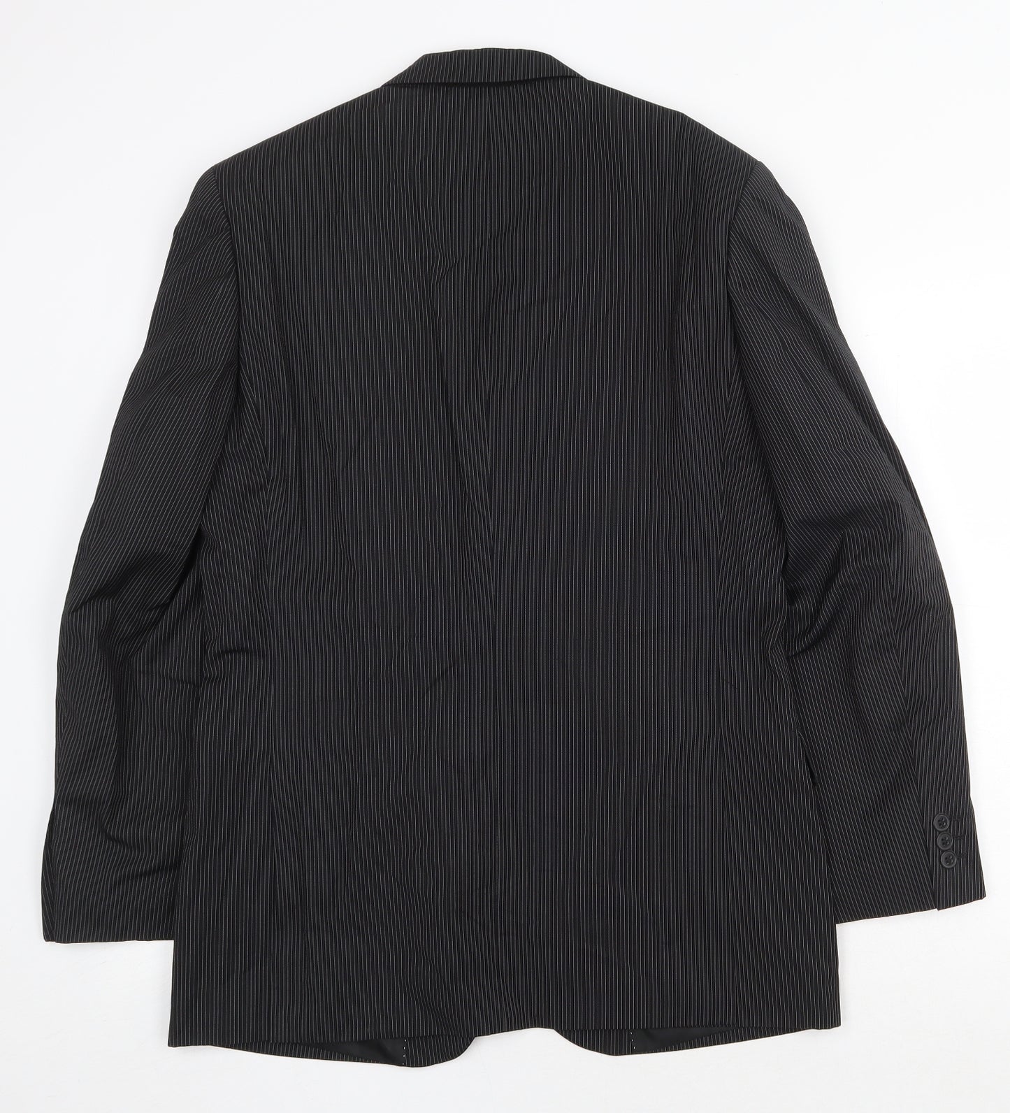Burton Mens Black Striped Polyester Jacket Blazer Size 40 Regular