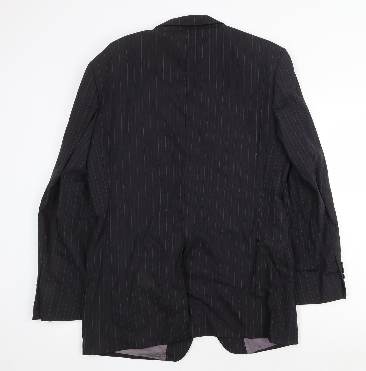 Marks and Spencer Mens Black Striped Wool Jacket Suit Jacket Size 40 Regular
