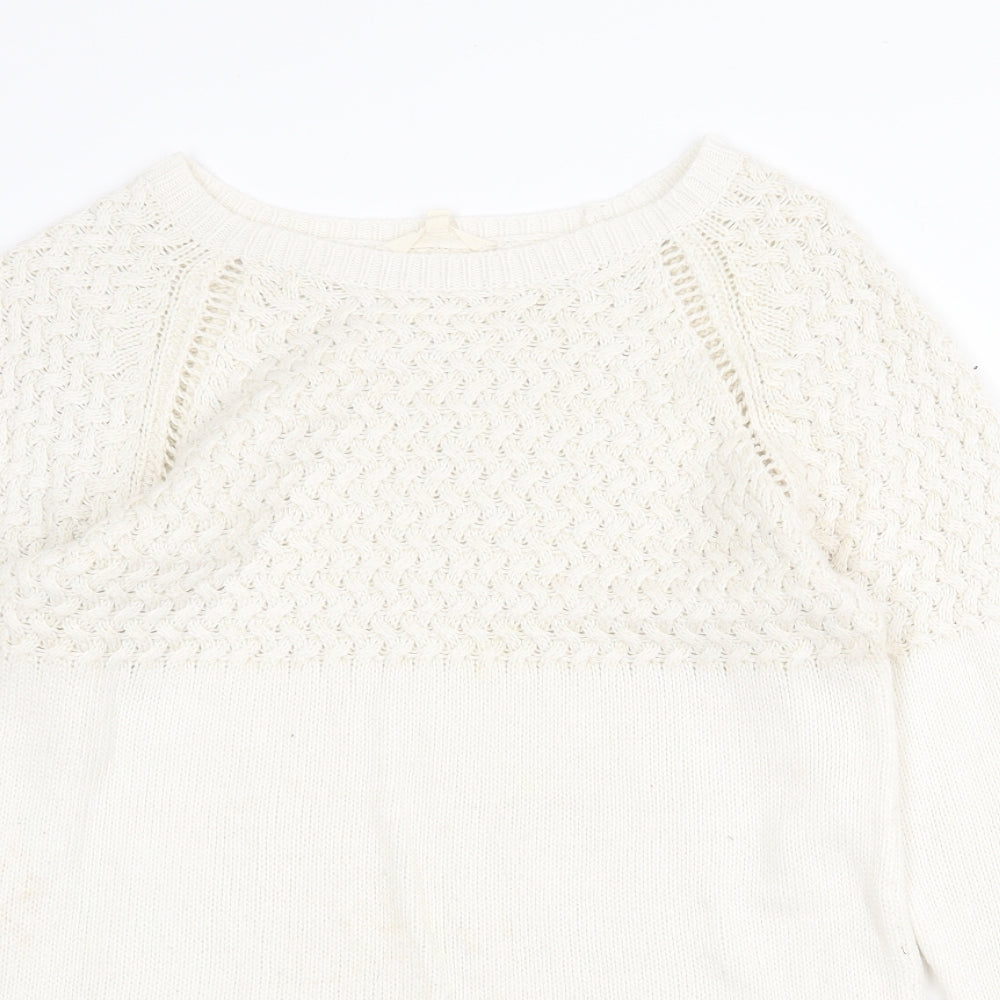 Candy Couture Womens White Boat Neck Polyester Pullover Jumper Size 16