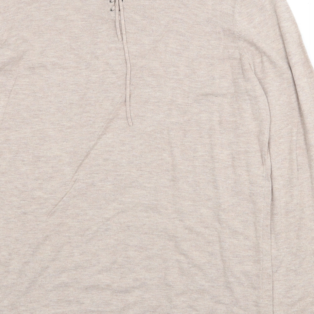 NEXT Womens Beige Round Neck Cotton Pullover Jumper Size 16