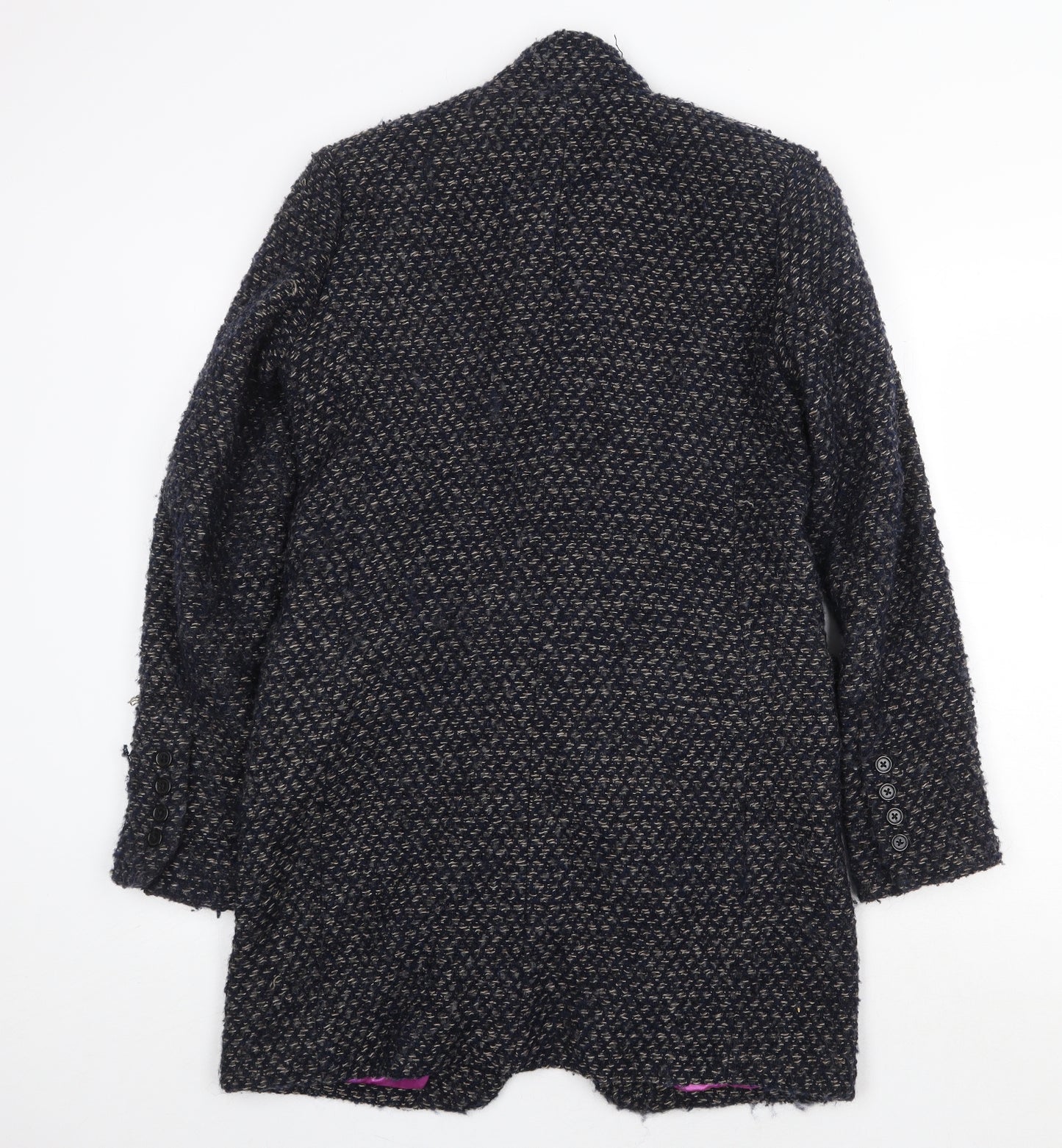 BCBGeneration Womens Blue Geometric Overcoat Coat Size S Button