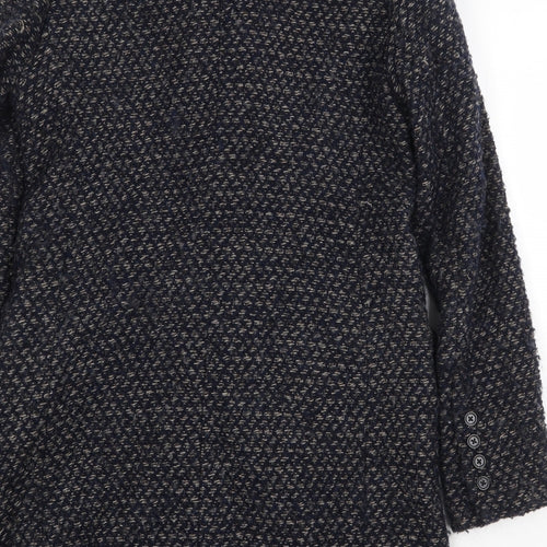 BCBGeneration Womens Blue Geometric Overcoat Coat Size S Button