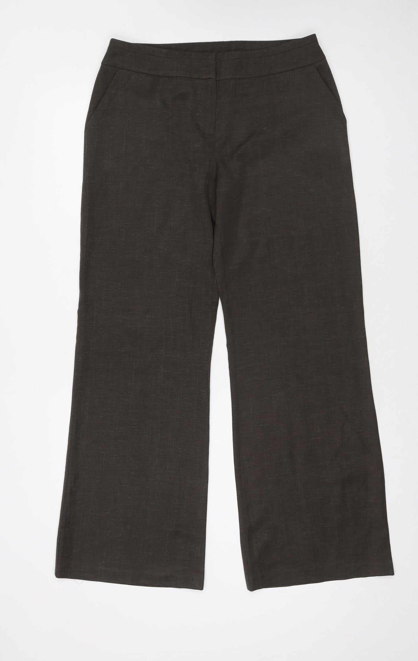 Dorothy Perkins Womens Brown Polyester Trousers Size 12 Regular Hook & Eye
