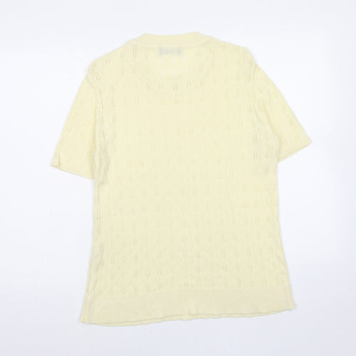 Pure Fashion Womens Yellow Round Neck Cotton Pullover Jumper Size S - Size S-M