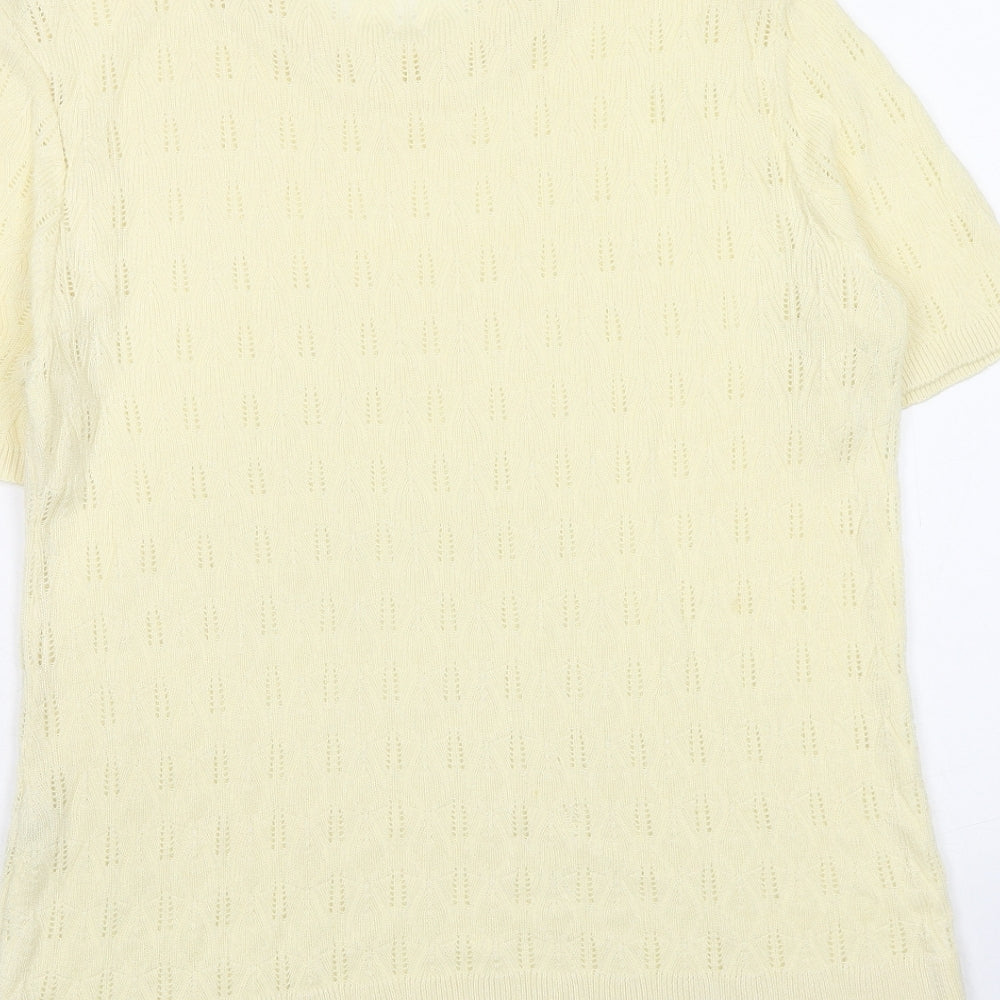 Pure Fashion Womens Yellow Round Neck Cotton Pullover Jumper Size S - Size S-M