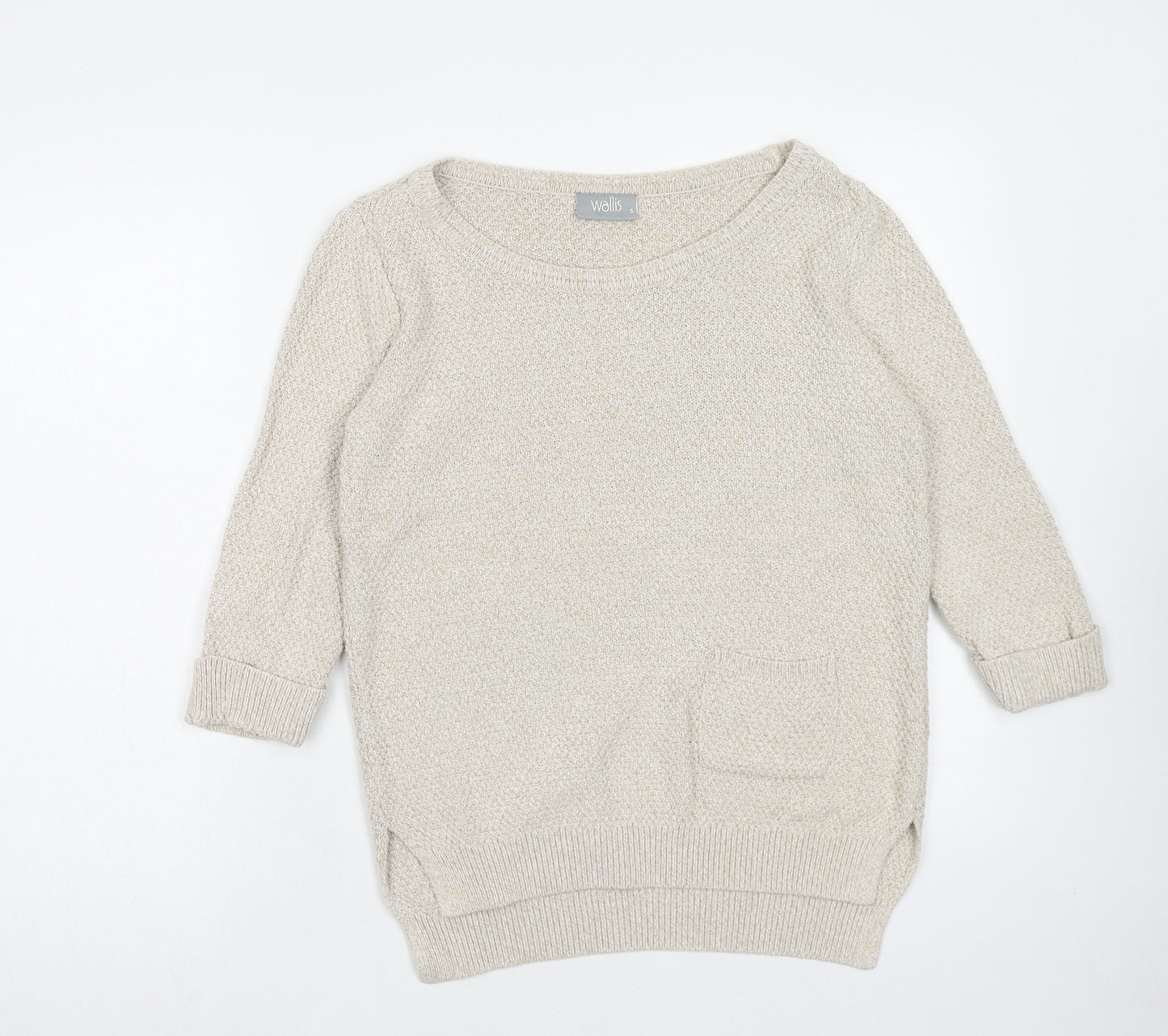 Wallis Womens Beige Round Neck Cotton Pullover Jumper Size S