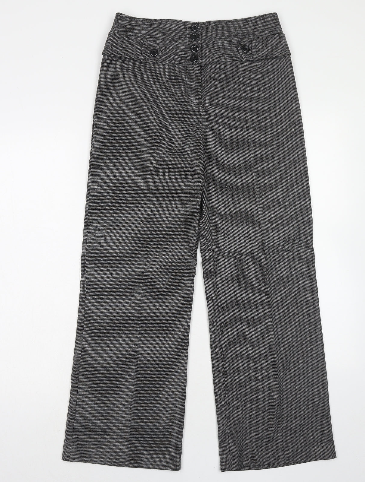 F&F Womens Grey Geometric Polyester Trousers Size 8 Regular Zip