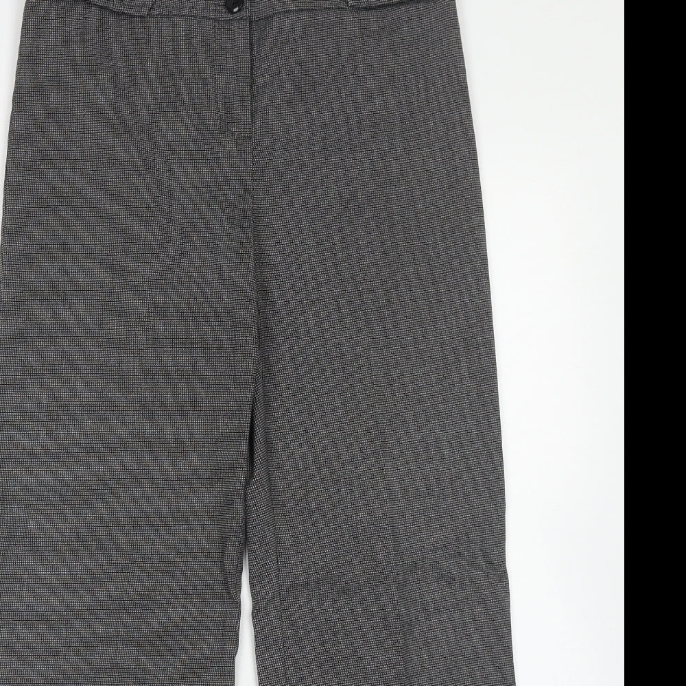 F&F Womens Grey Geometric Polyester Trousers Size 8 Regular Zip