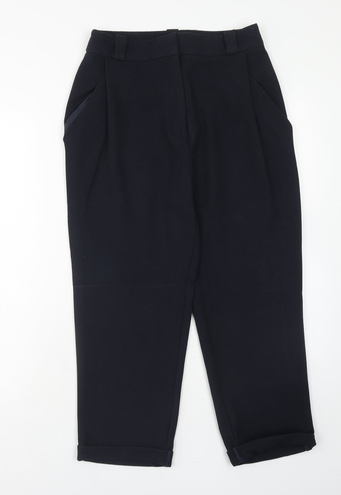 Topshop Womens Blue Polyester Trousers Size 10 Regular Hook & Eye