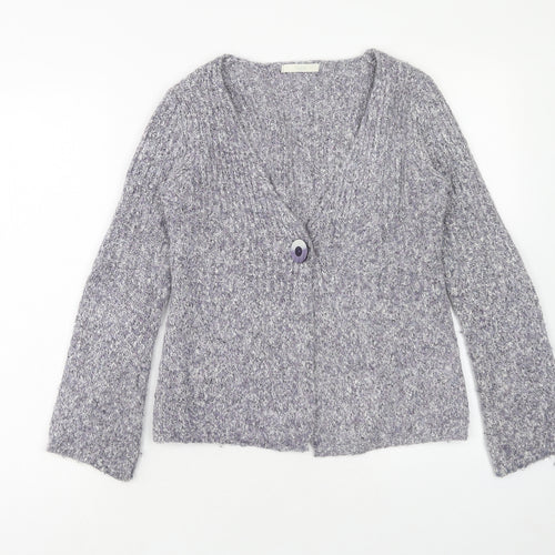 Marks and Spencer Womens Purple V-Neck Cotton Cardigan Jumper Size 8