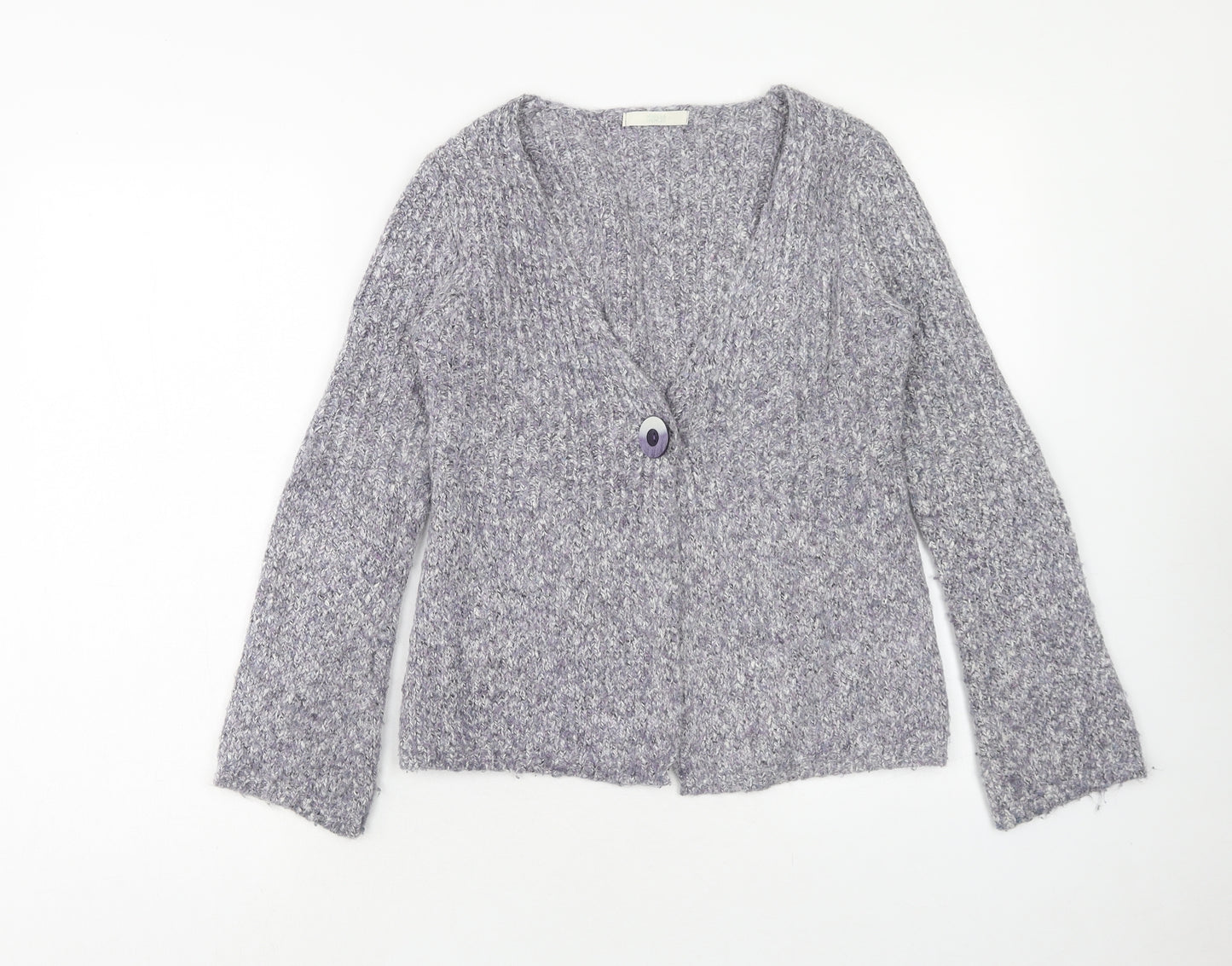 Marks and Spencer Womens Purple V-Neck Cotton Cardigan Jumper Size 8
