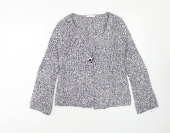 Marks and Spencer Womens Purple V-Neck Cotton Cardigan Jumper Size 8