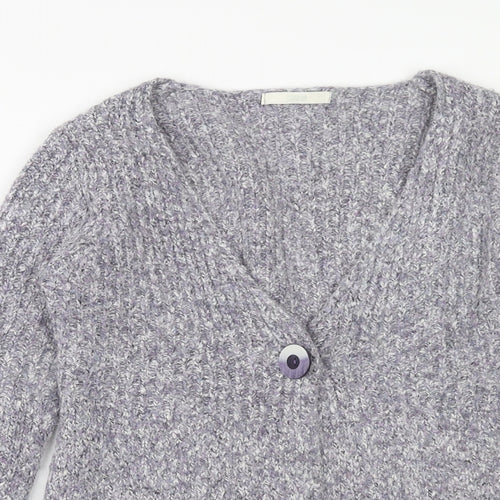 Marks and Spencer Womens Purple V-Neck Cotton Cardigan Jumper Size 8