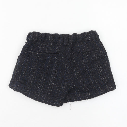 F&F Girls Blue Check Polyester Paperbag Shorts Size 2-3 Years Regular Zip