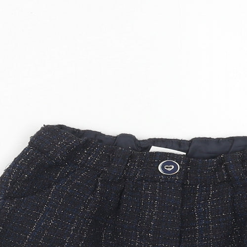 F&F Girls Blue Check Polyester Paperbag Shorts Size 2-3 Years Regular Zip