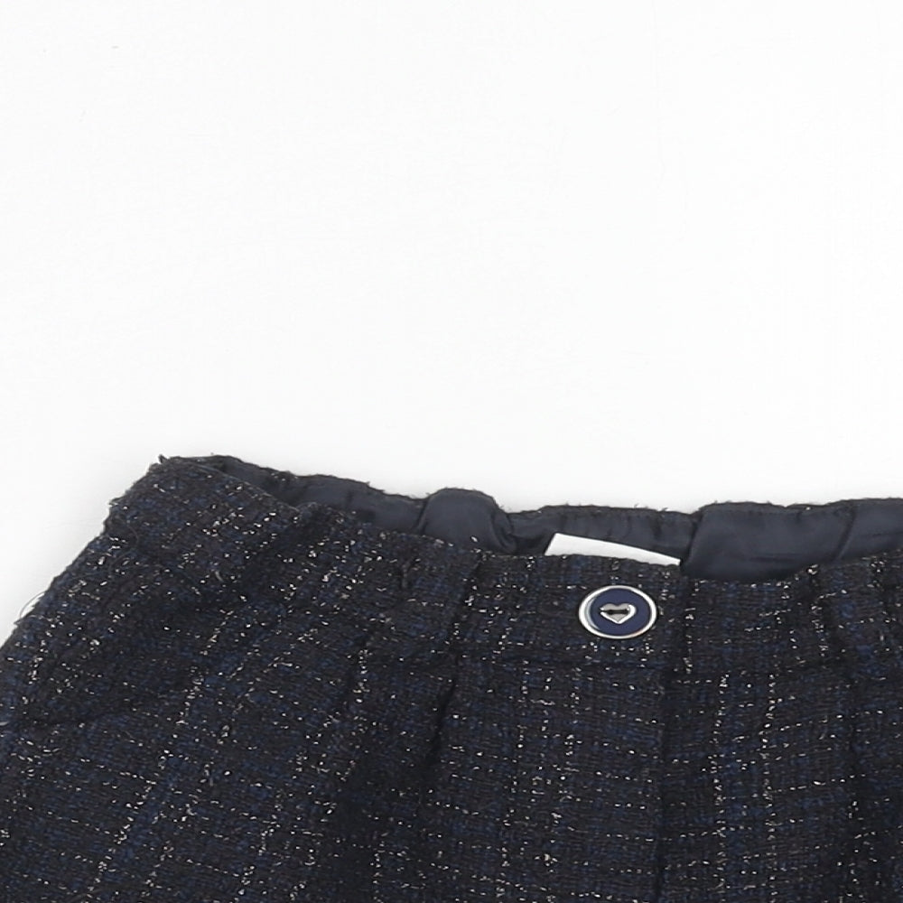 F&F Girls Blue Check Polyester Paperbag Shorts Size 2-3 Years Regular Zip
