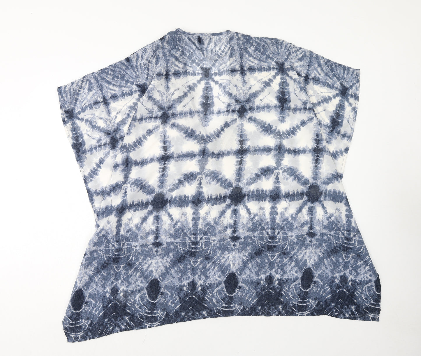 Atmosphere Womens Blue Geometric Polyester Kimono Blouse Size S V-Neck