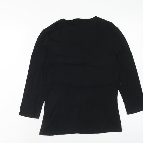 Bonmarché Womens Black Viscose Basic T-Shirt Size XS V-Neck