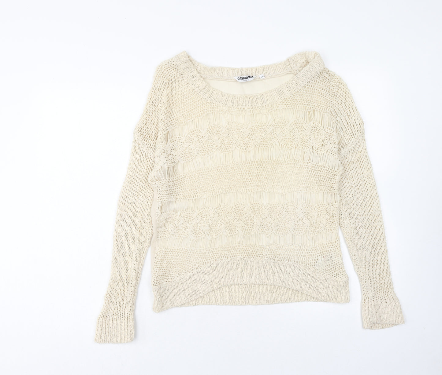 Nutmeg Girls Beige Boat Neck Cotton Pullover Jumper Size 12-13 Years Pullover