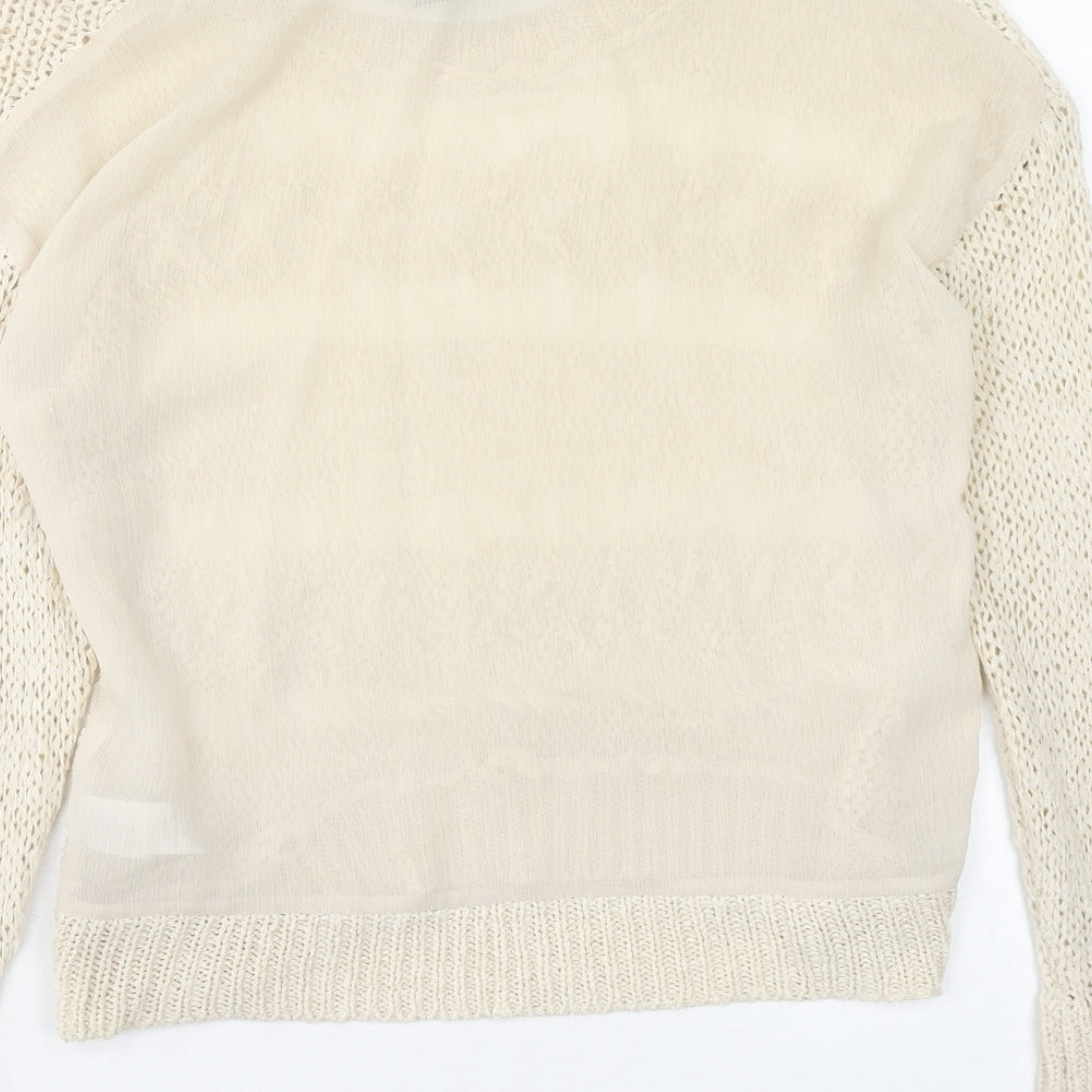 Nutmeg Girls Beige Boat Neck Cotton Pullover Jumper Size 12-13 Years Pullover