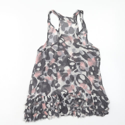 New Look Girls Grey Animal Print Viscose Basic Tank Size 13 Years Scoop Neck Pullover