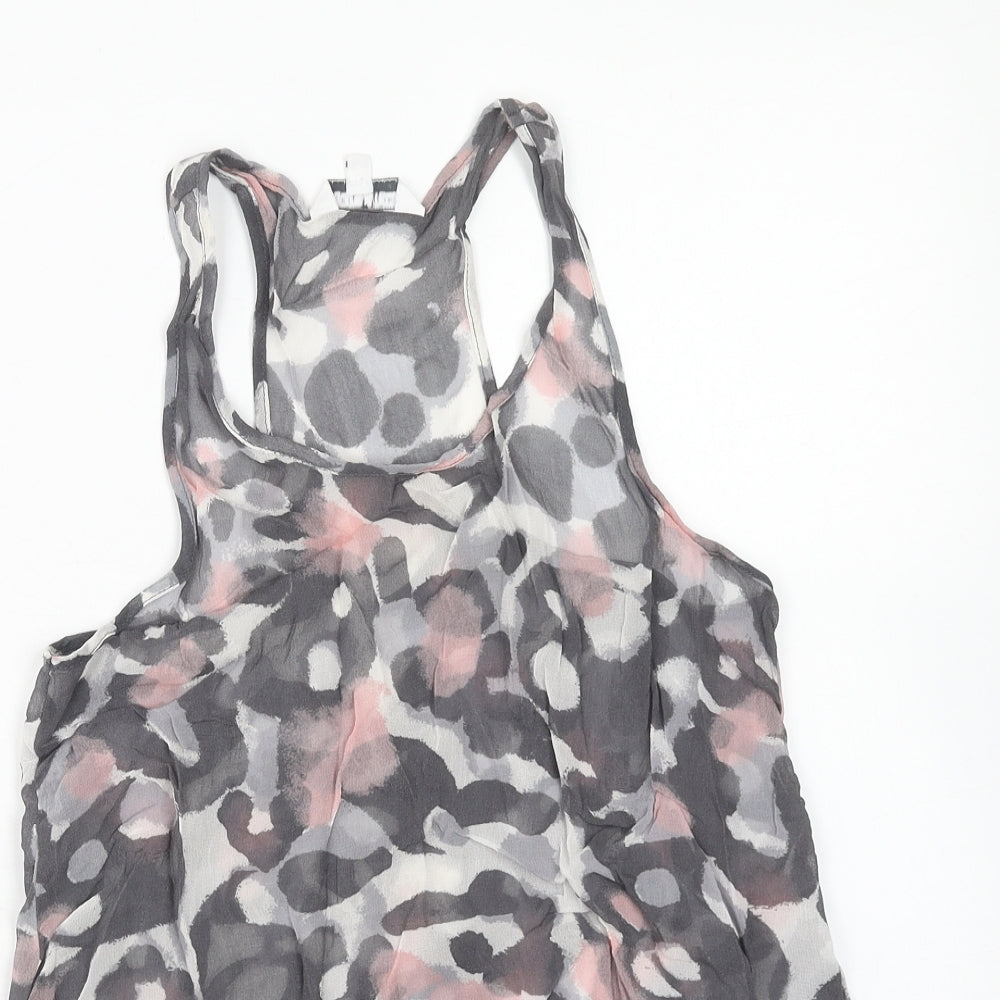 New Look Girls Grey Animal Print Viscose Basic Tank Size 13 Years Scoop Neck Pullover