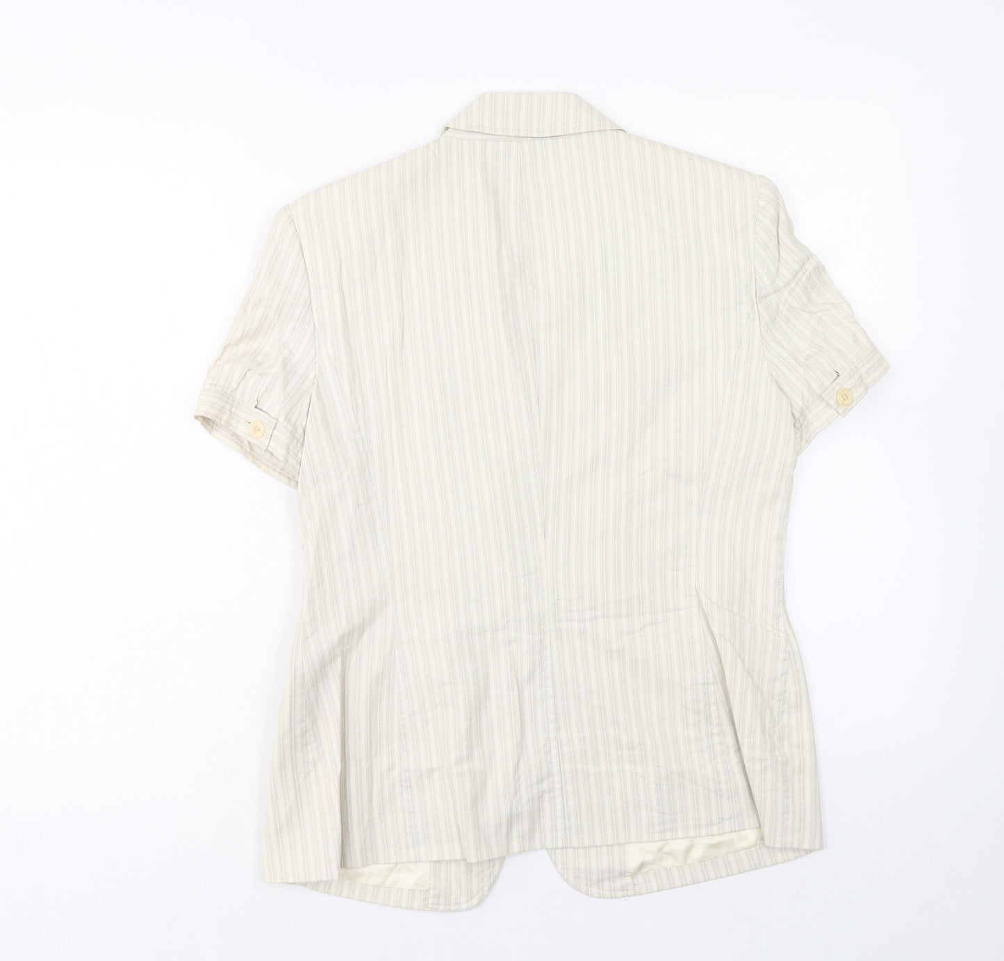 Style&co. Womens Beige Striped Jacket Blazer Size 8 Button