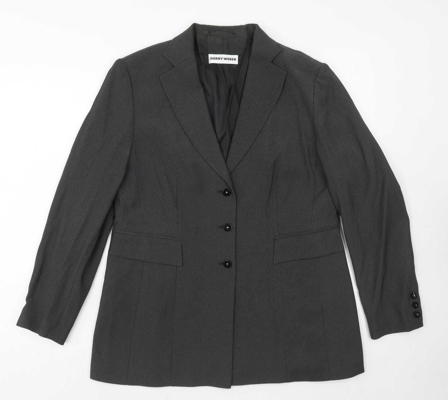Gerry Weber Womens Grey Geometric Jacket Blazer Size 14 Button