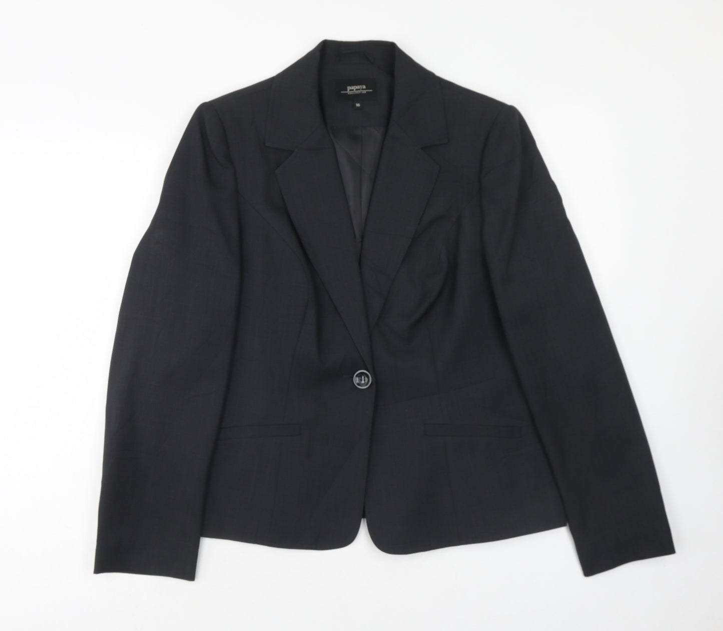 Papaya Womens Black Jacket Blazer Size 16 Button