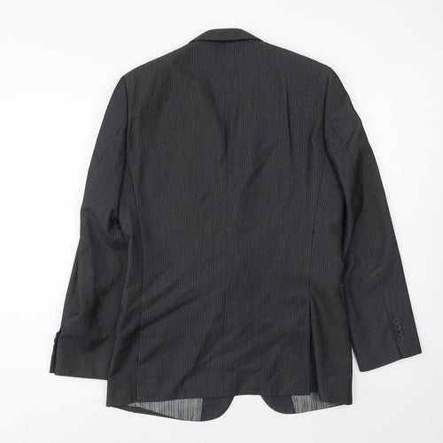 Limited Collection Mens Grey Striped Polyester Jacket Suit Jacket Size 38 Regular