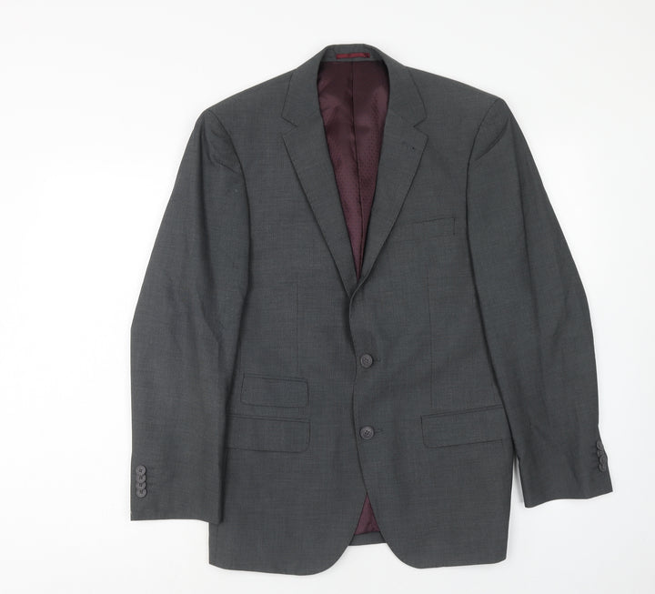 F&F Mens Grey Polyester Jacket Suit Jacket Size 38 Regular