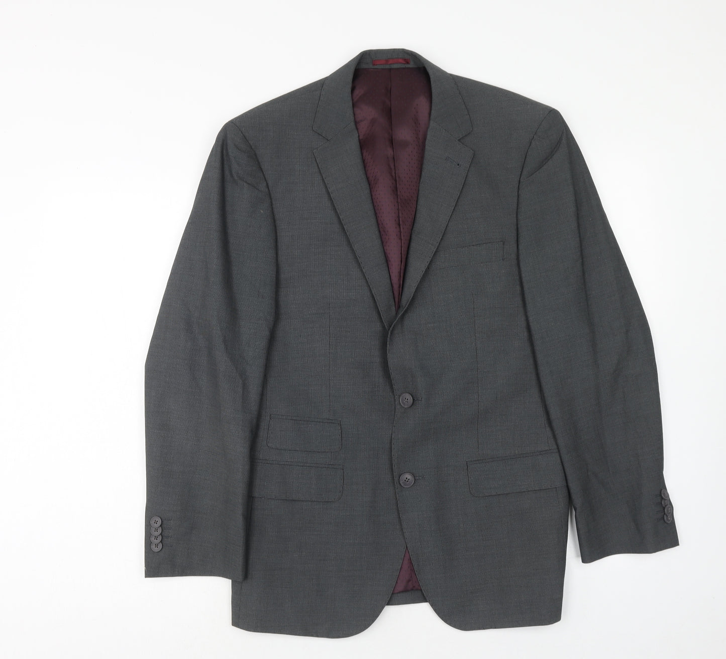 F&F Mens Grey Polyester Jacket Suit Jacket Size 38 Regular