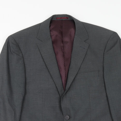 F&F Mens Grey Polyester Jacket Suit Jacket Size 38 Regular