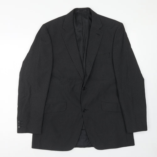 Tom english Mens Black Striped Polyester Jacket Suit Jacket Size 40 Regular