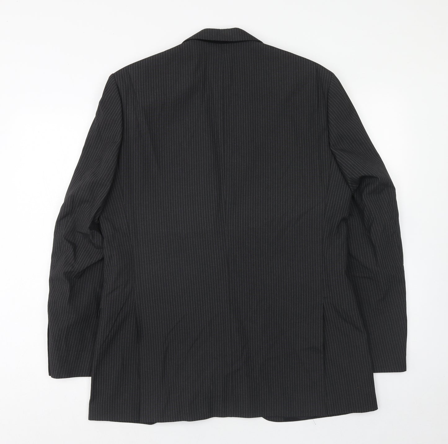 Tom english Mens Black Striped Polyester Jacket Suit Jacket Size 40 Regular